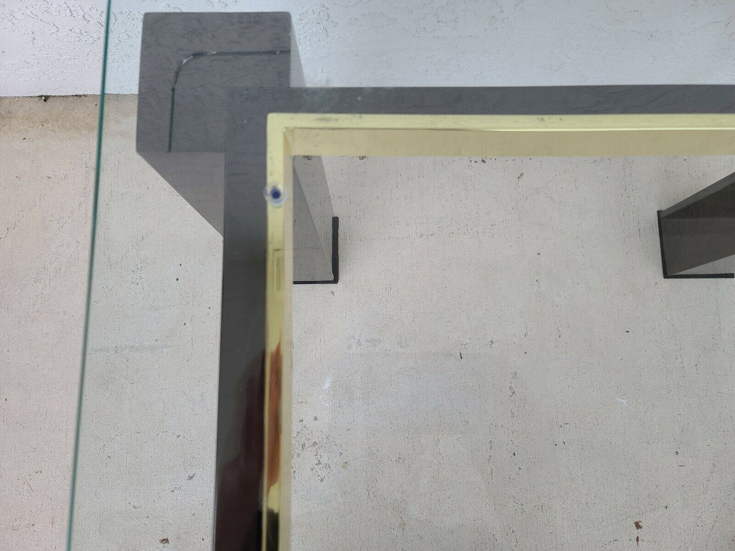 MCM Milo Baughman Style Italian Black Chrome Brass Glass Coffee Side End Table