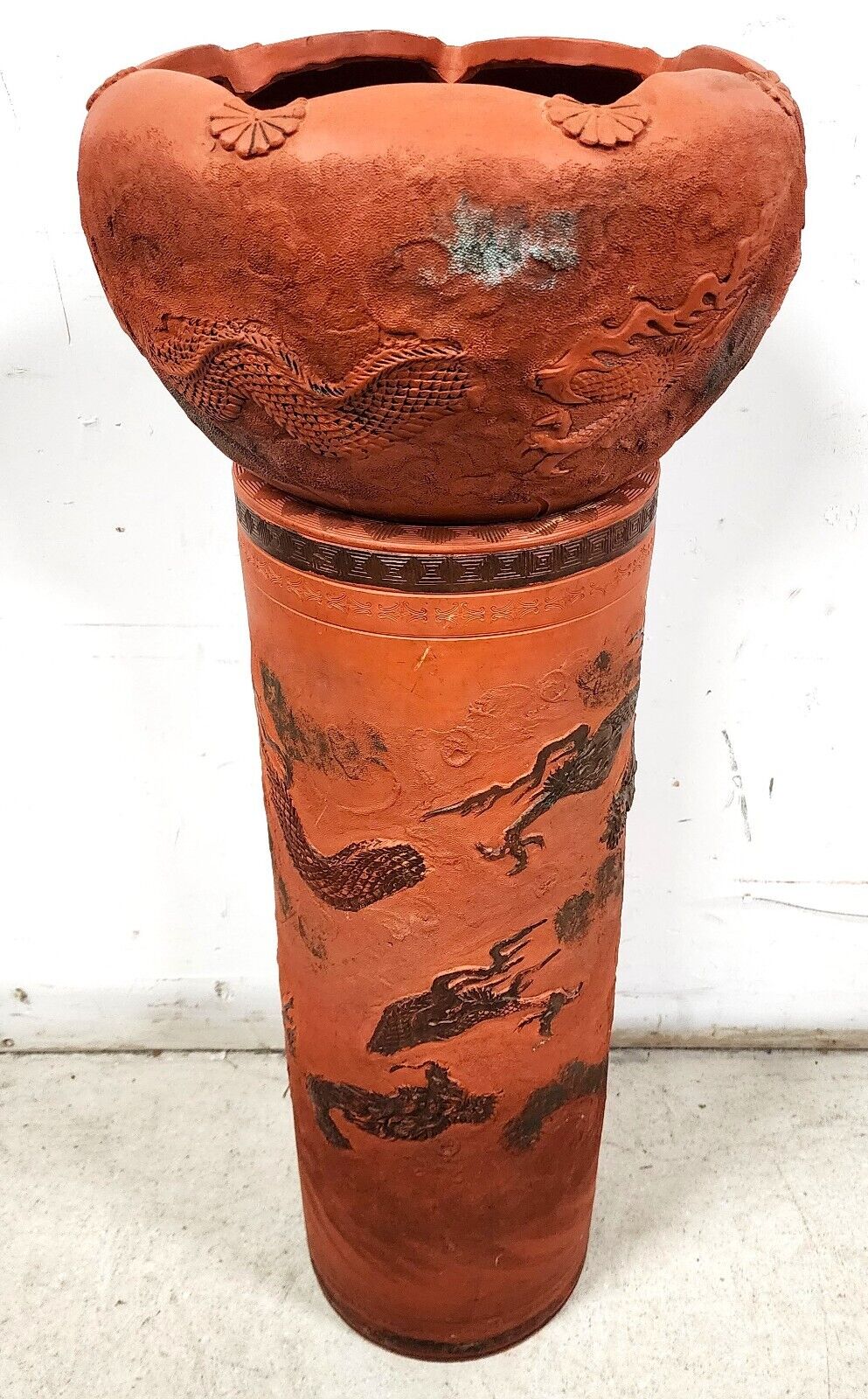 Japanese Tokoname Meiji Redware Pottery Plant Stand