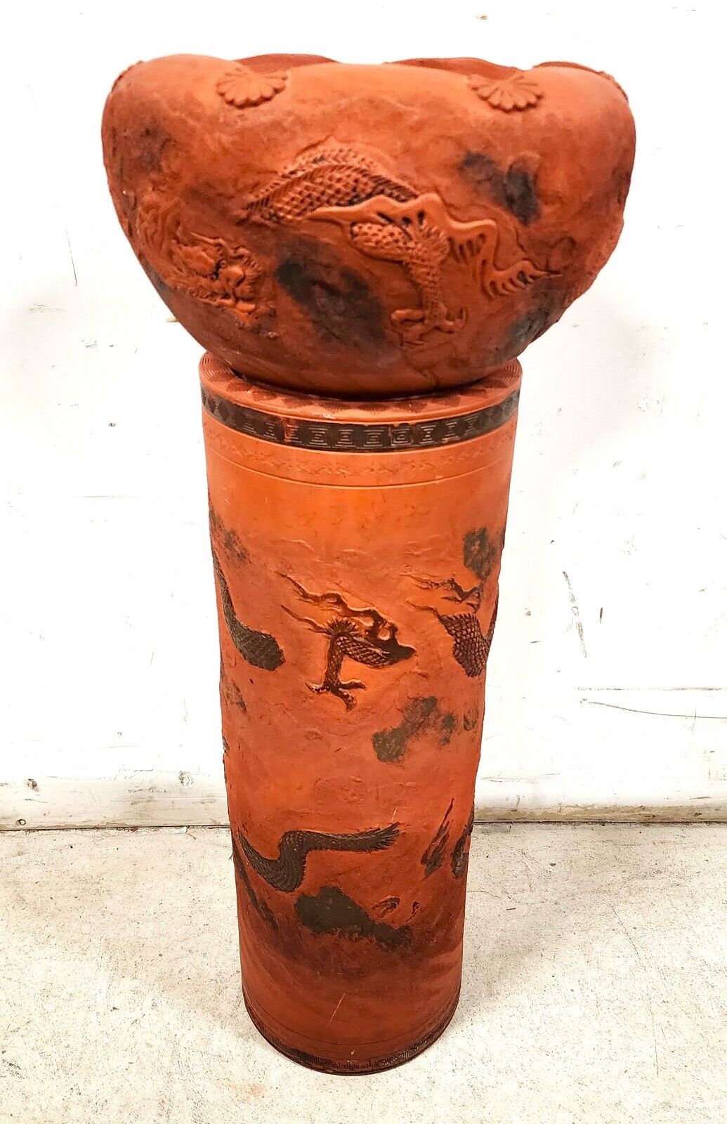 Japanese Tokoname Meiji Redware Pottery Plant Stand