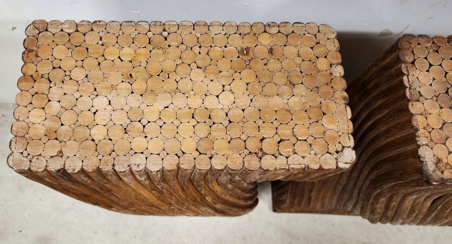 Vintage Bamboo Table Dining Console Bases Pedestals Boho by McGuire