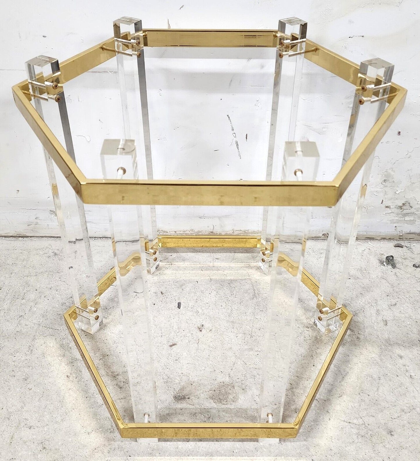 Lucite Side Table CHARLES HOLLIS JONES Style 24 Karat Gold Plated
