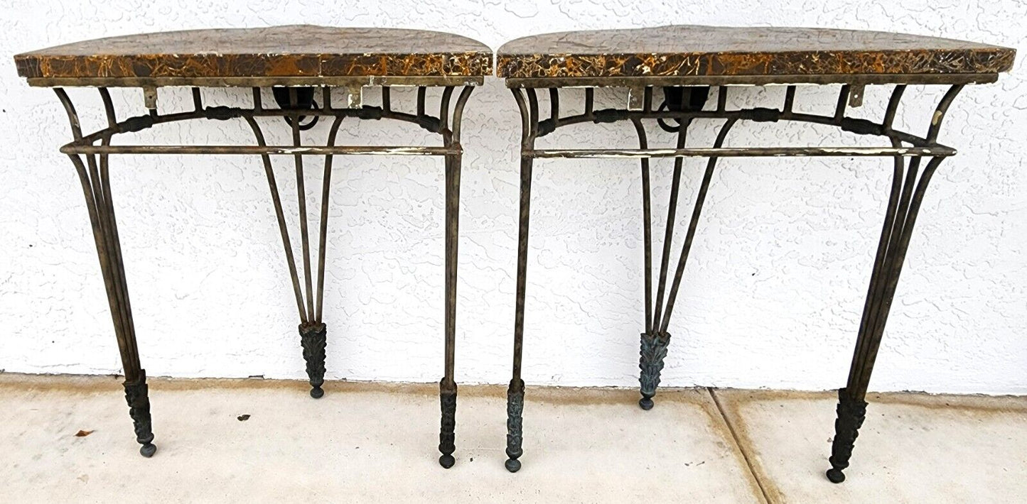 French Console Tables Bronze Tessellated Marble by MAITLAND SMITH - a Pair