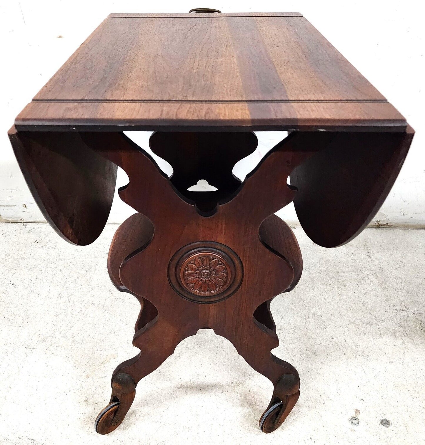 Antique Serving Cart Sideboard Drop Leaf Rolling 1800s