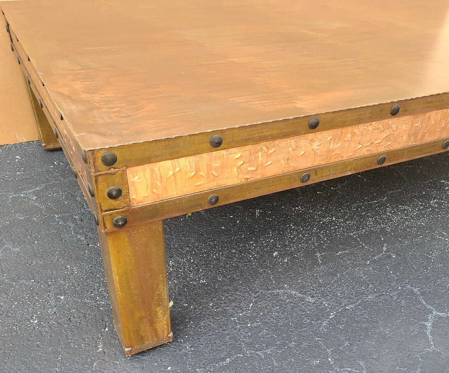 Huge Copper Coffee Cocktail Table 73" x 49"