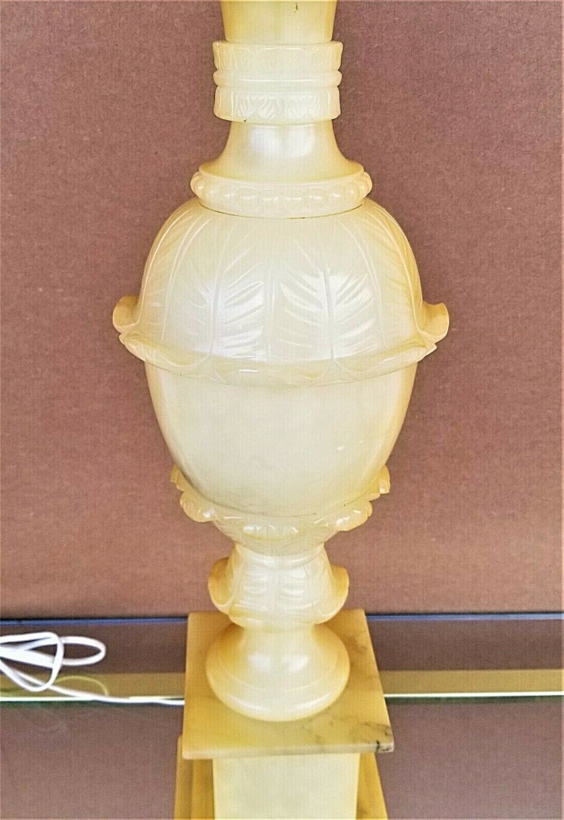 Vintage Large SAFRAN GLUCKSMAN Sculpted Alabaster Marble Table Lamp