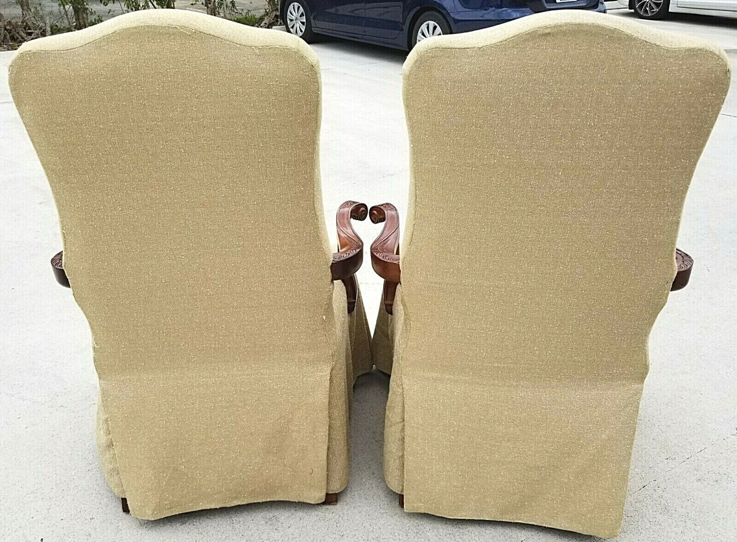 Exceptional Pair of Italian Provincial Throne Host Statement Carved Armchairs