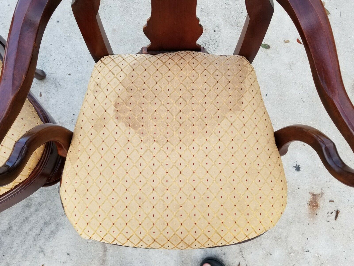 Vintage Solid Mahogany George II Queen Anne Splat Back Dining Chairs - Set of 6