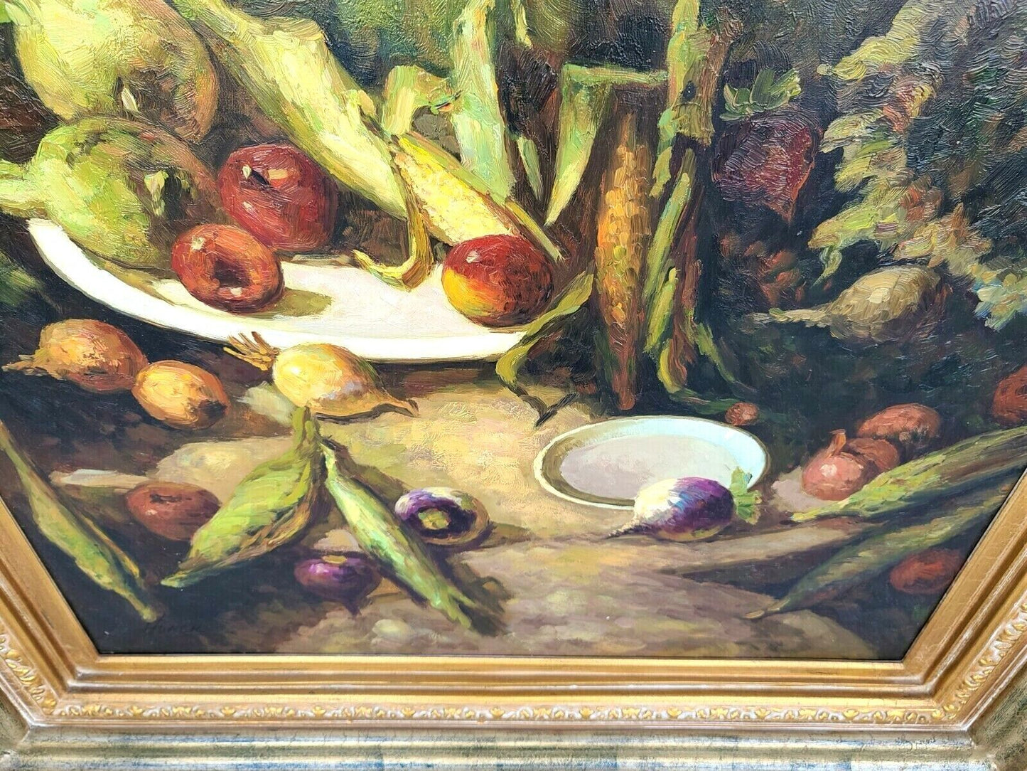 Huge Framed Signed HONER Still Life Autumn Harvest Oil Painting on Canvas