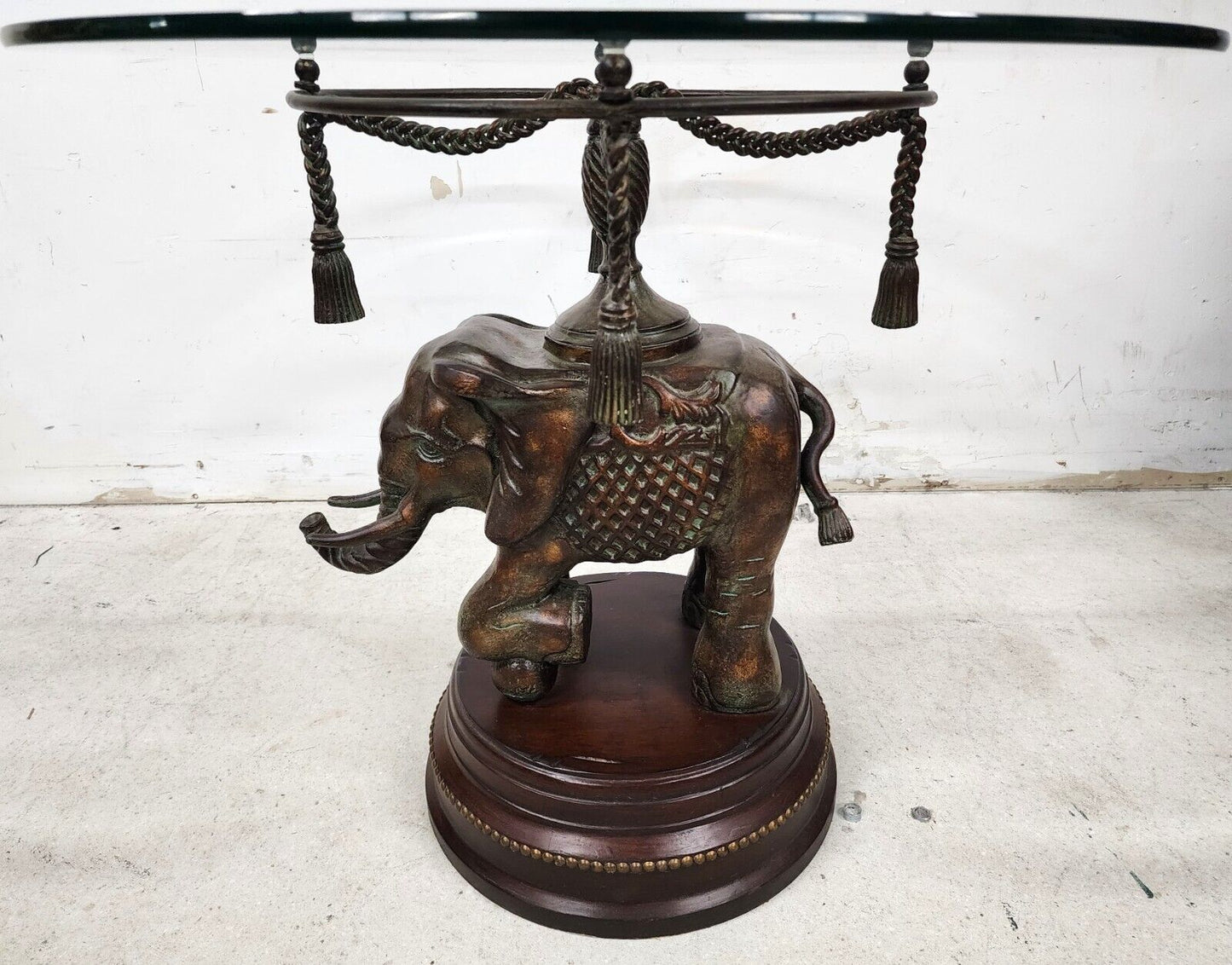 Bronze Elephant Pedestal Side Table