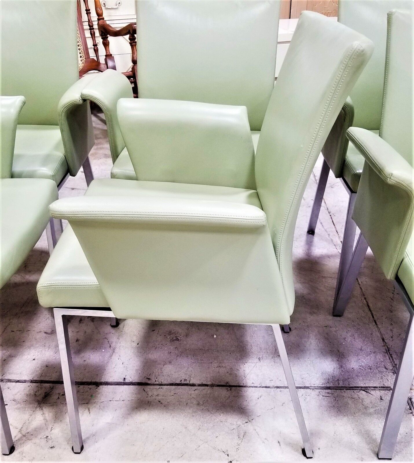 (1) ONLY MCM DRAENERT Linus Danish Genuine Leather Reclining Dining Armchairs