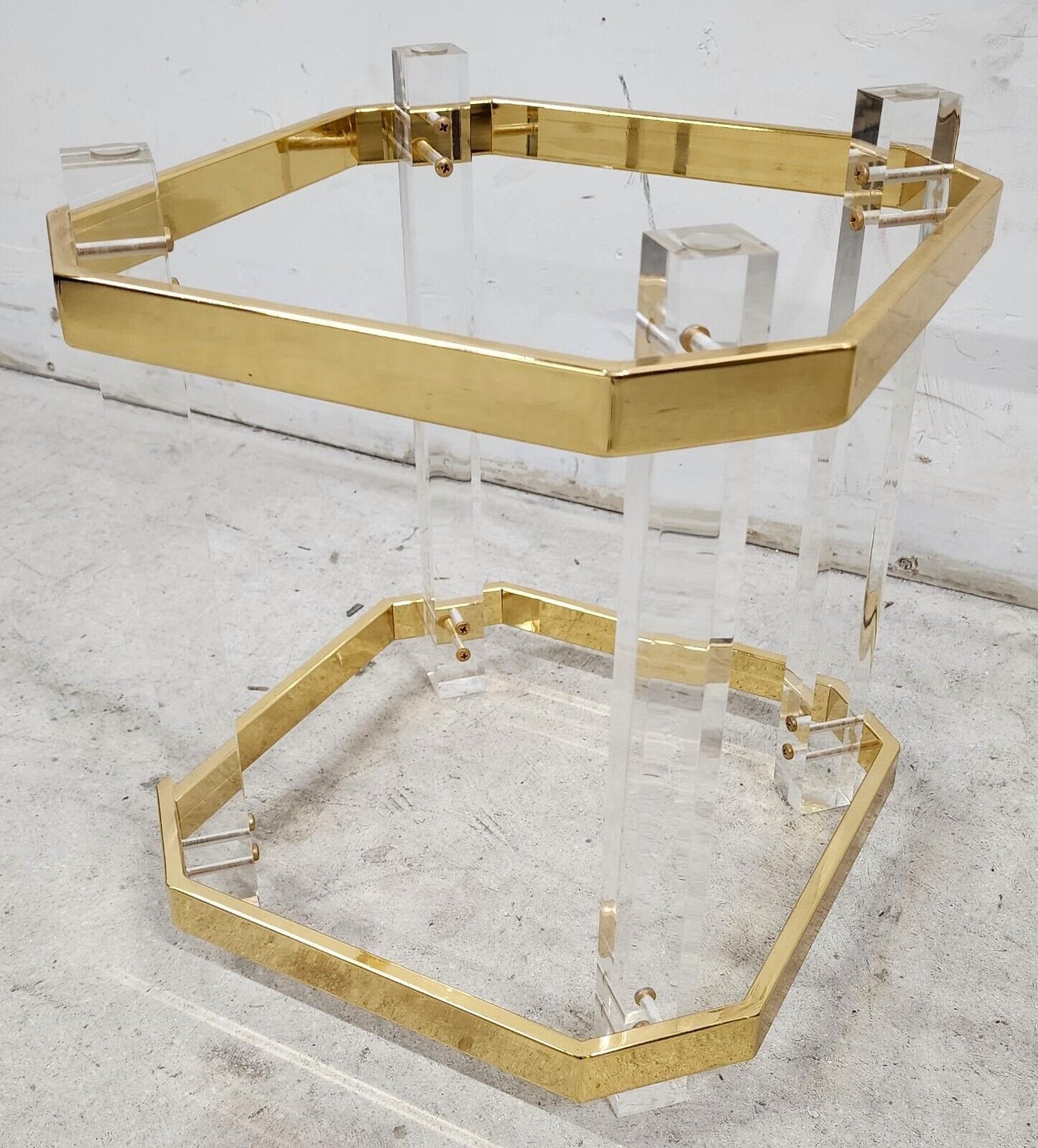 Lucite Side Coffee Table CHARLES HOLLIS JONES Style 24 Karat Gold Plated Petite