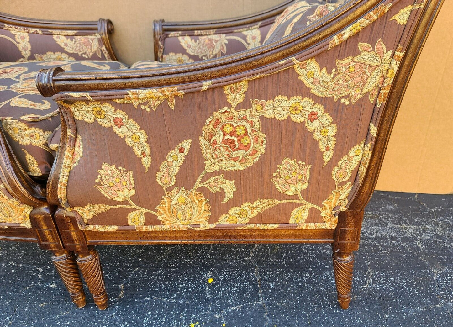 Antique Pair of Silk Armchairs by ROBERT ALLEN