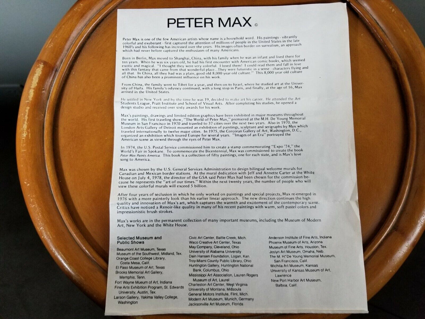 PETER MAX " Impressions of a Landscape " Serigraph Signed #ed COA Original Frame