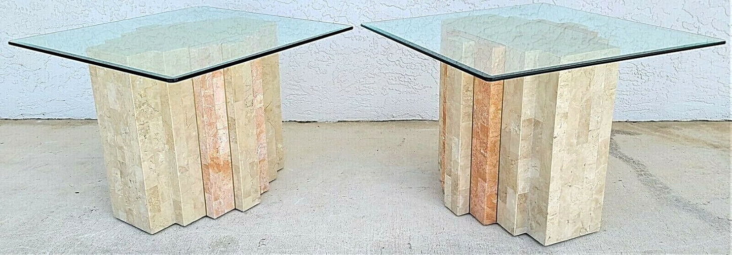 MCM MAITLAND SMITH 2 Tone Tessellated Stone Brass Inlay Coffee Cocktail Table