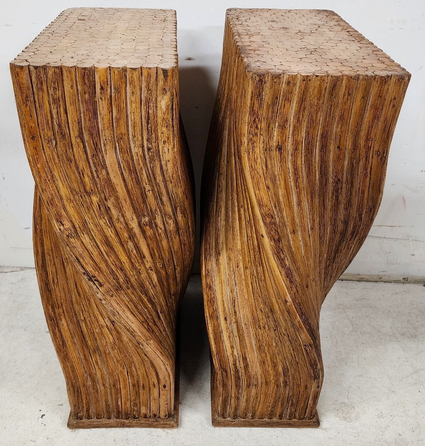 Vintage Bamboo Table Dining Console Bases Pedestals Boho by McGuire