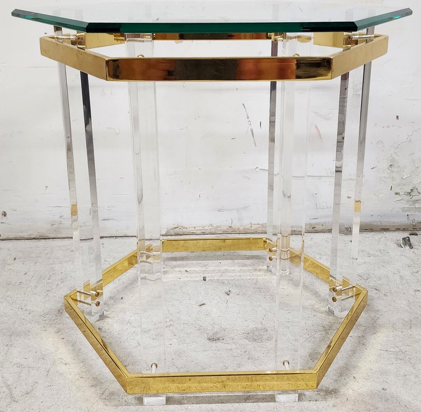 Lucite Side Table CHARLES HOLLIS JONES Style 24 Karat Gold Plated