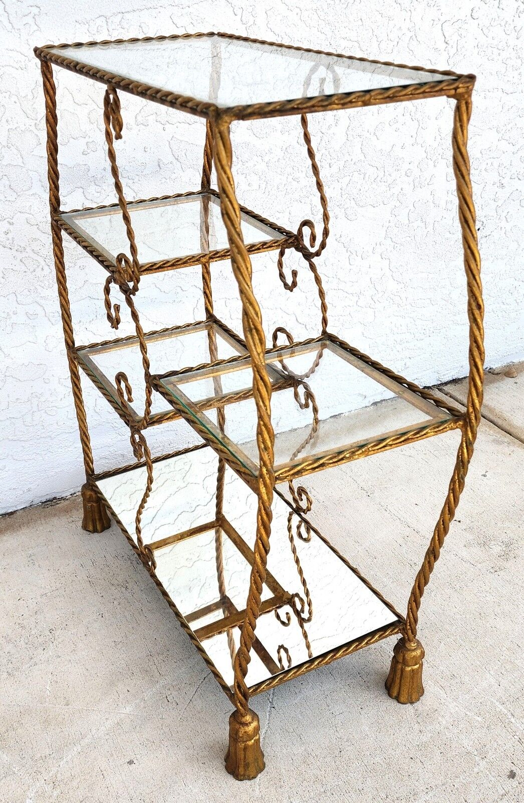 Rope Tassel Gilt Table Shelves Vintage