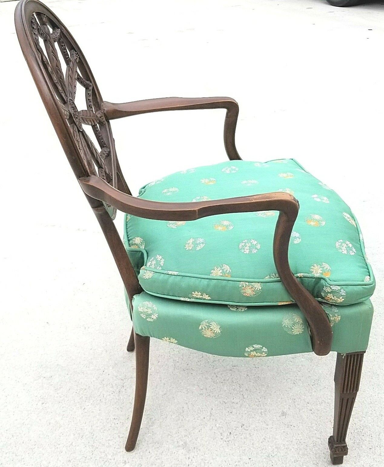 1700's George III Mahogany Hepplewhite Elbow Armchair in Manner of Robert Adam