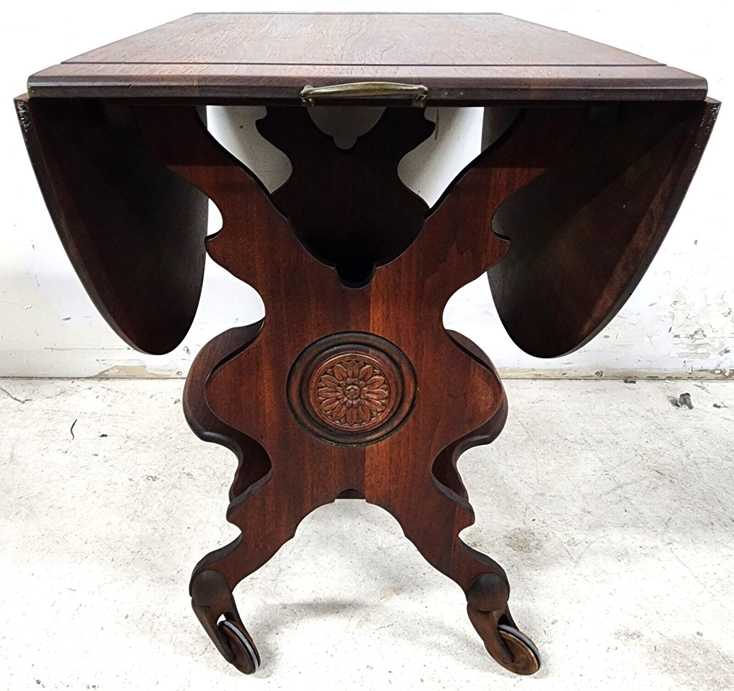 Antique Serving Cart Sideboard Drop Leaf Rolling 1800s