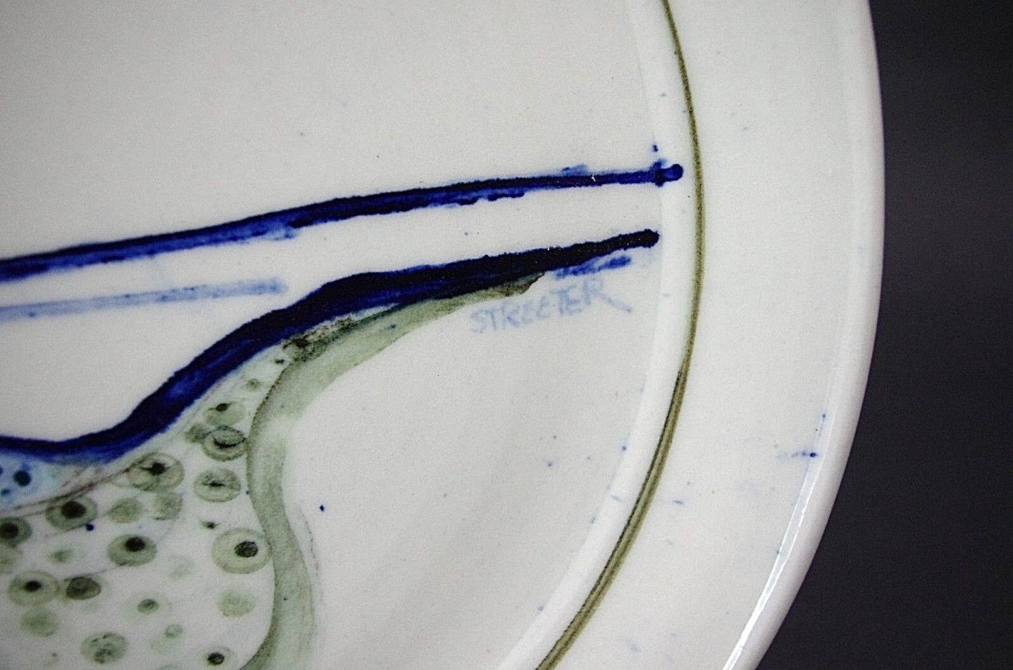 Modernist Hand Painted Signed Dave Streeter Art Pottery Ceramic Plate Wall Art