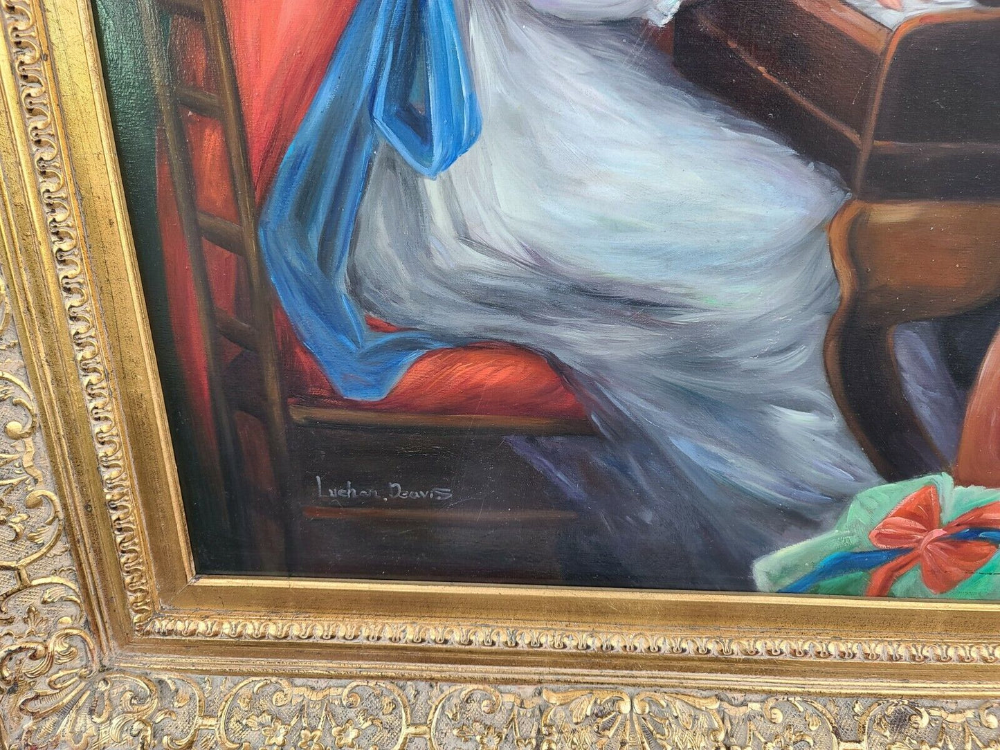 Signed Oil Painting of Renoirs " Young Girls at Piano " Framed