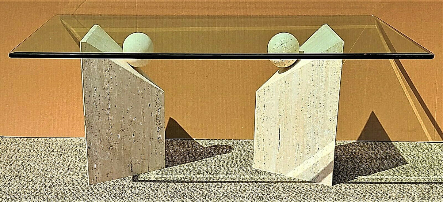 Midcentury Italian Travertine Side End Table by Stone International