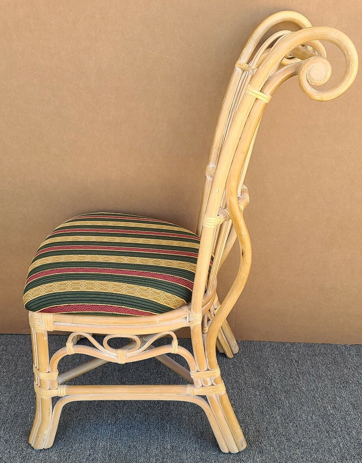 GARCIA IMPORTS Scroll Back Bentwood Bamboo Rattan Desk Dining Accent Chair Spain