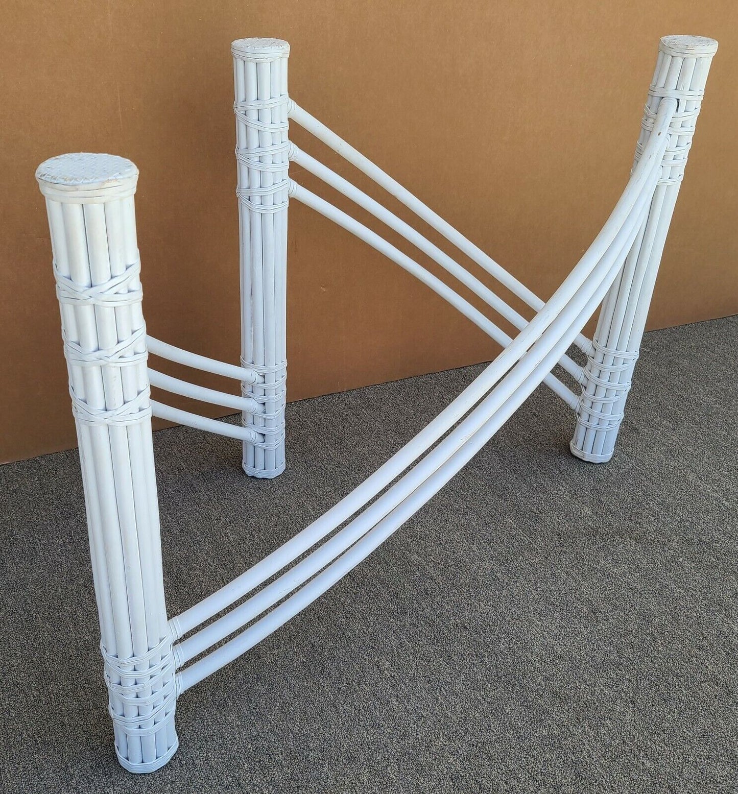 Palm Beach Regency Coastal Faux Bamboo Rattan Dining Console Table Base