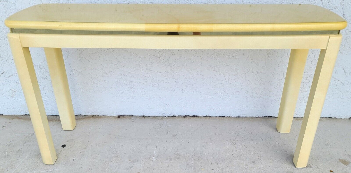 KARL SPRINGER Style Faux Lacquered Goatskin Console Sofa Table