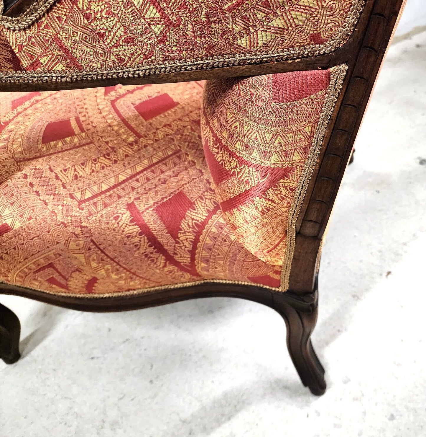 French Provincial Chair Wingback Walnut Bergere Antique