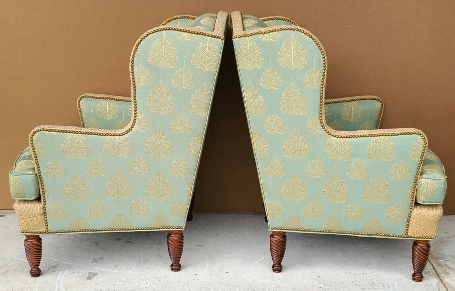 Pair of Substantial Chippendale Wingback Armchairs by HEKMAN WOODMARK