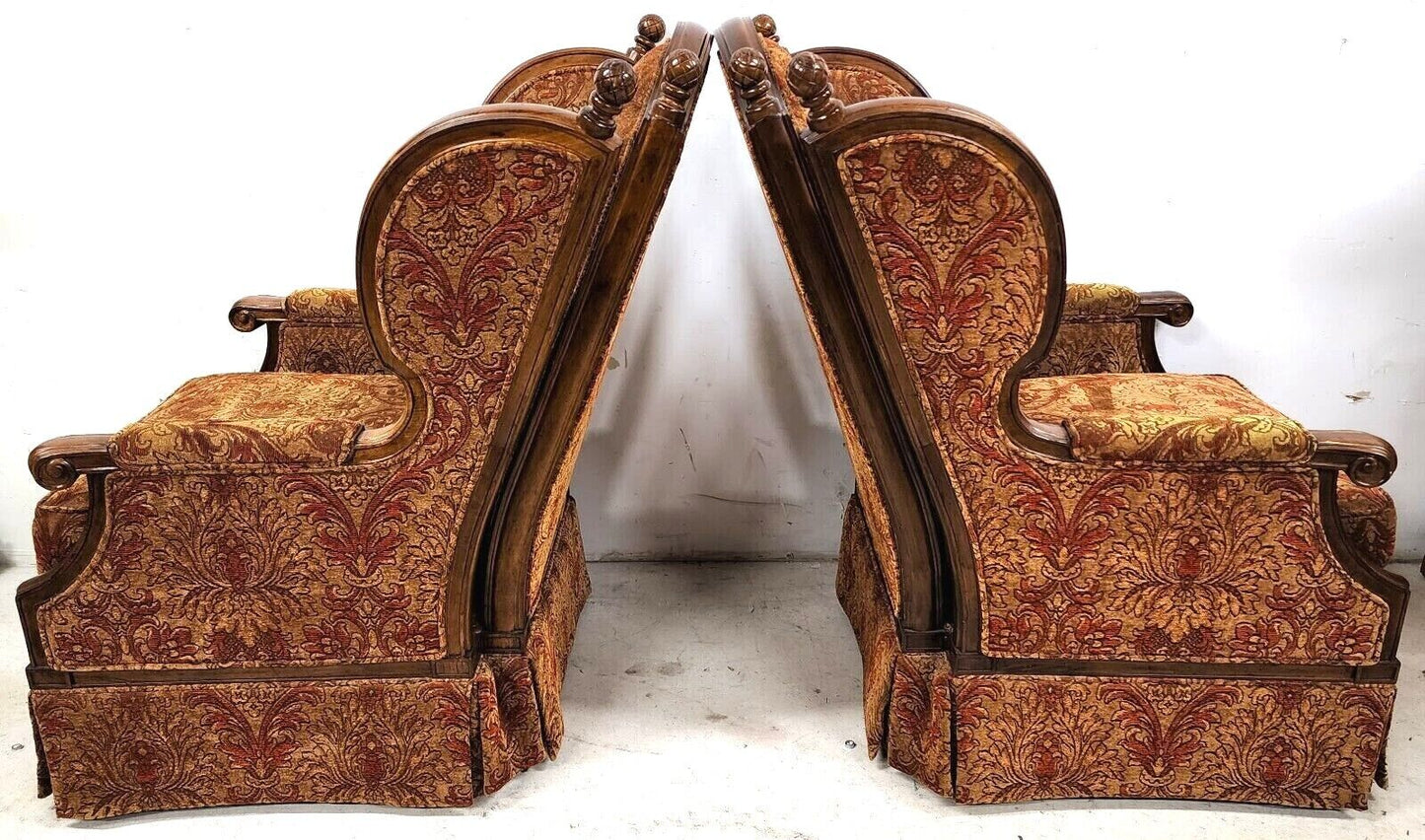 Pair of Oversized Regal French Wingback Armchairs by CENTURY FURNITURE