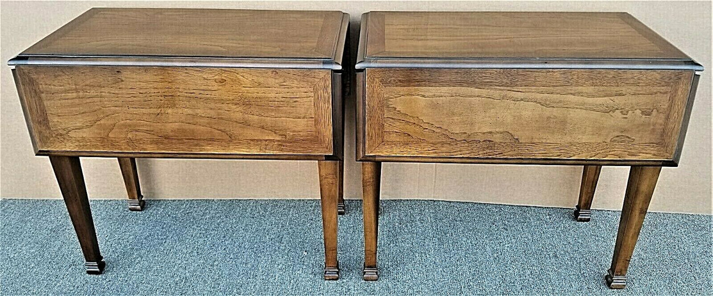 (2) LANE Drop-Leaf Traditional Italian Provincial Solid Wood End Side Tables
