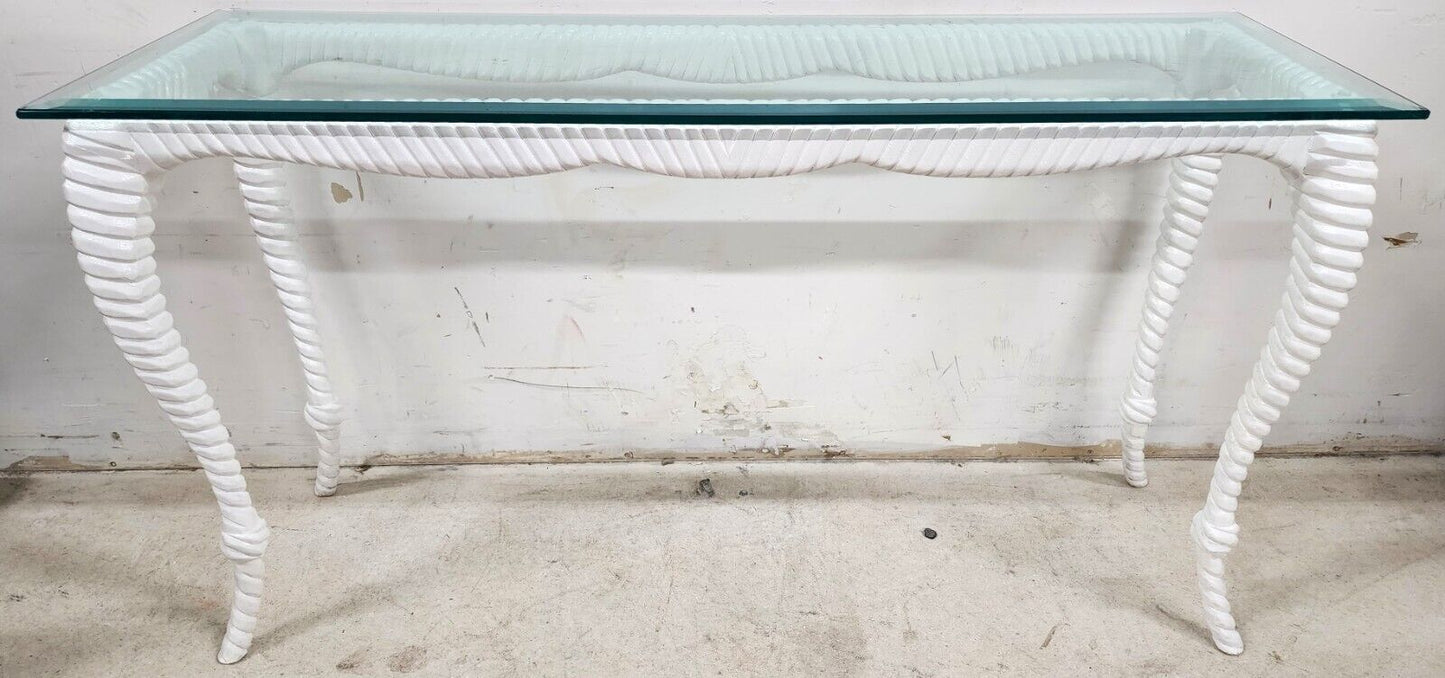 Italian Glass Console Solid Wood Faux Rope