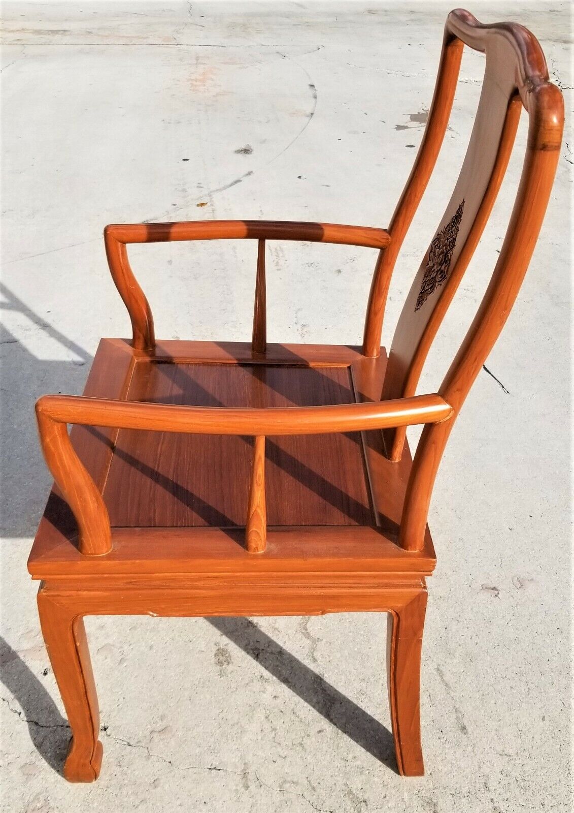 HENREDON Style Yoke Asian Chinoiserie Solid Wood Dining Accent Desk Armchair