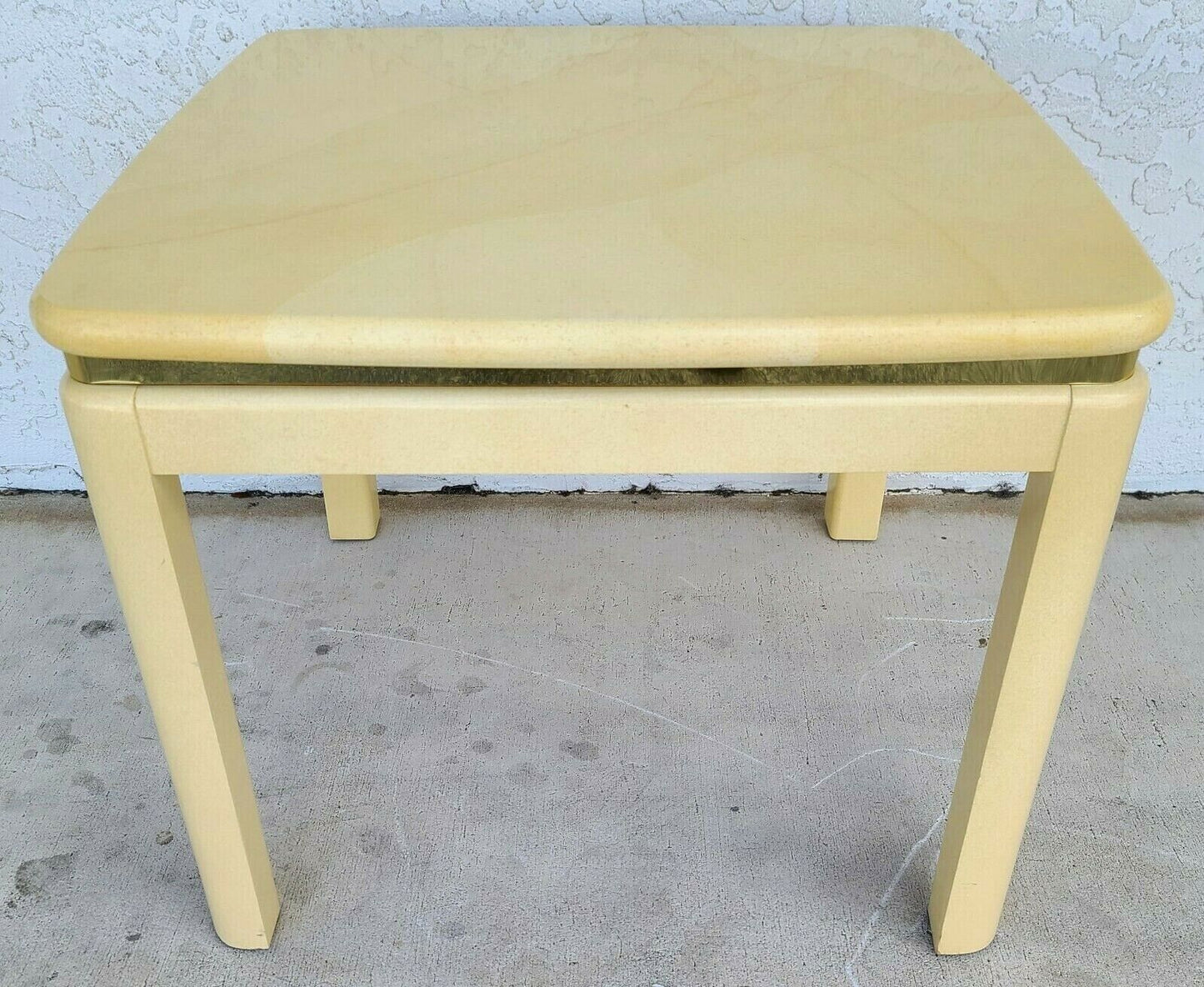 KARL SPRINGER Style Faux Lacquered Goatskin Side End Table