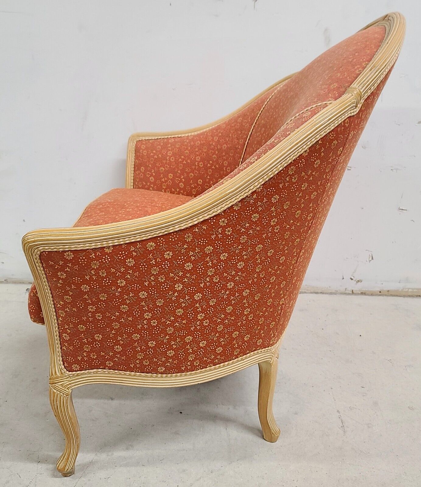 French Louis XV Boudoir Chair Floral Apricot