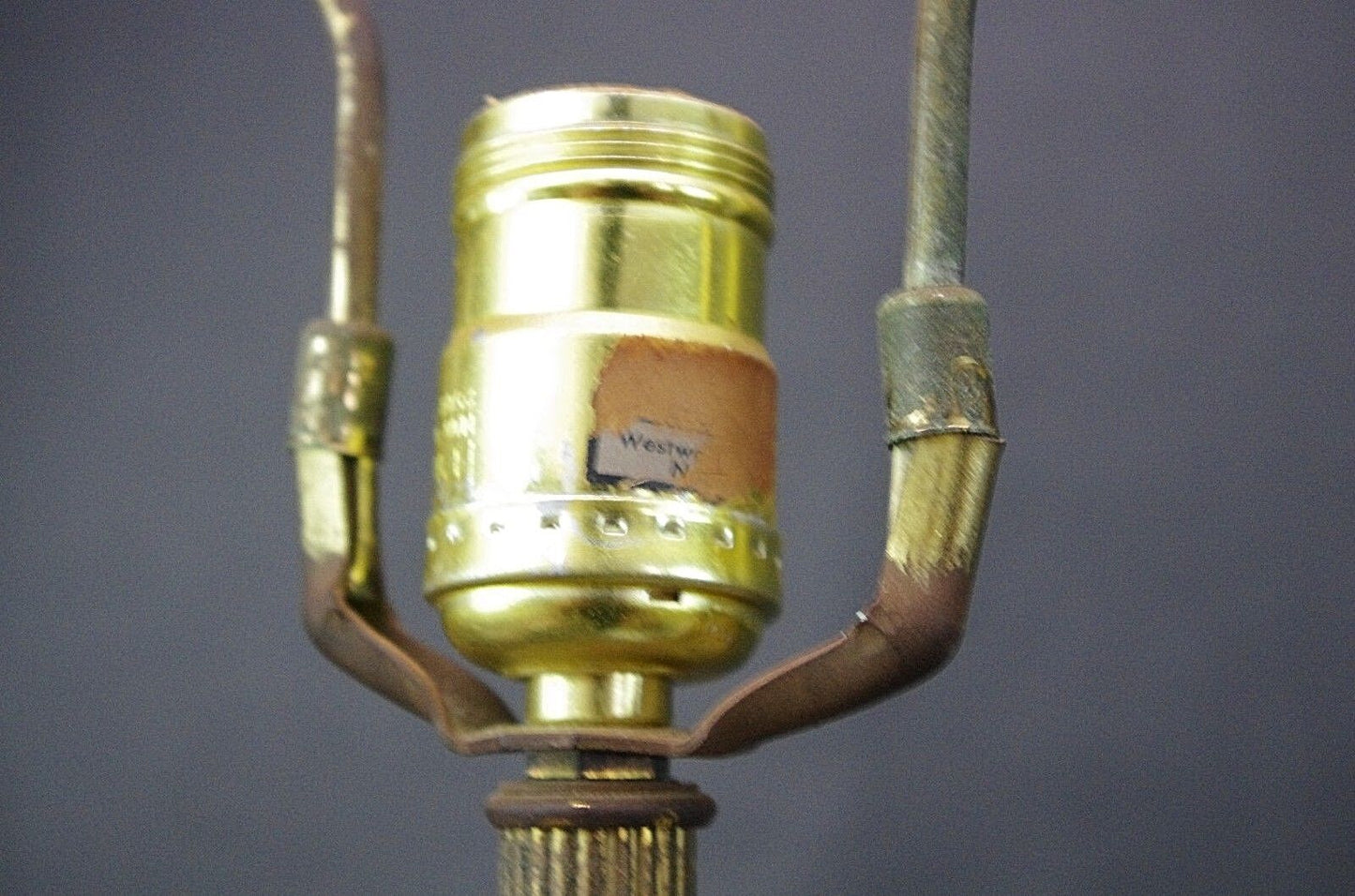 Vintage Westwood Ind Brass Cherub Angel Ewer Pitcher Ceramic Table Lamp 40"