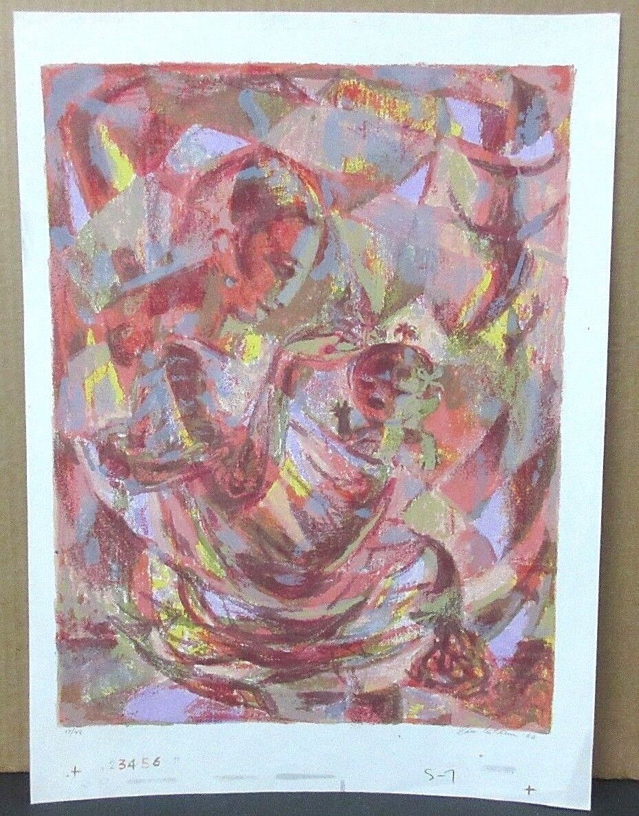 1960 Edward Goldman (1916-2006) Signed Lt Ed 17/48 Serigraph Woman with Child