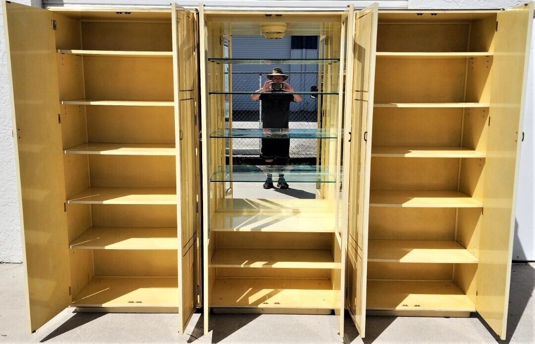 Faux Goatskin Display Etagere Bar Cabinets by JOHN STUART