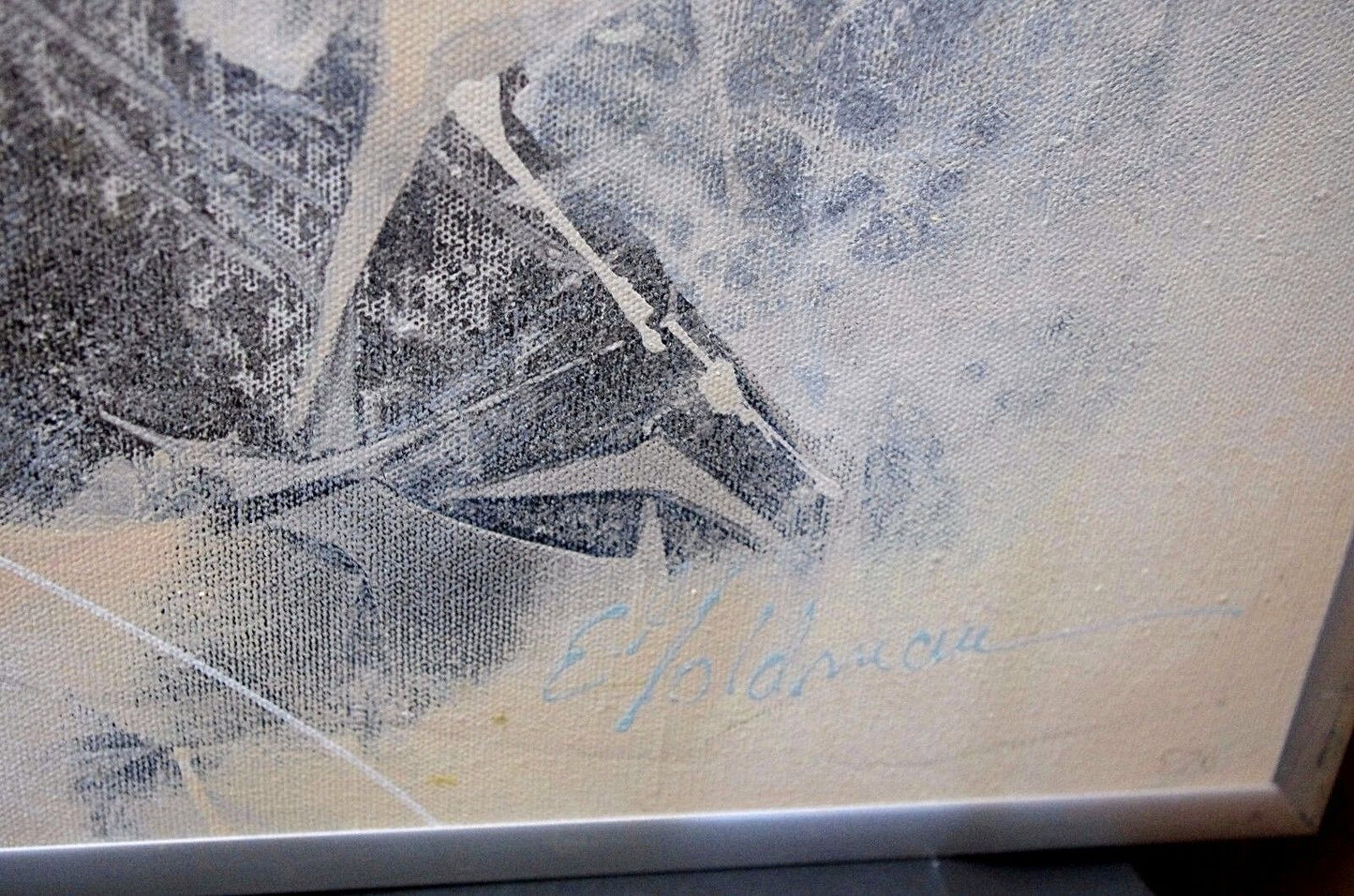 Edward Goldman (1916-2006) Abstract Acrylic Canvas Painting Signed Titled 48"