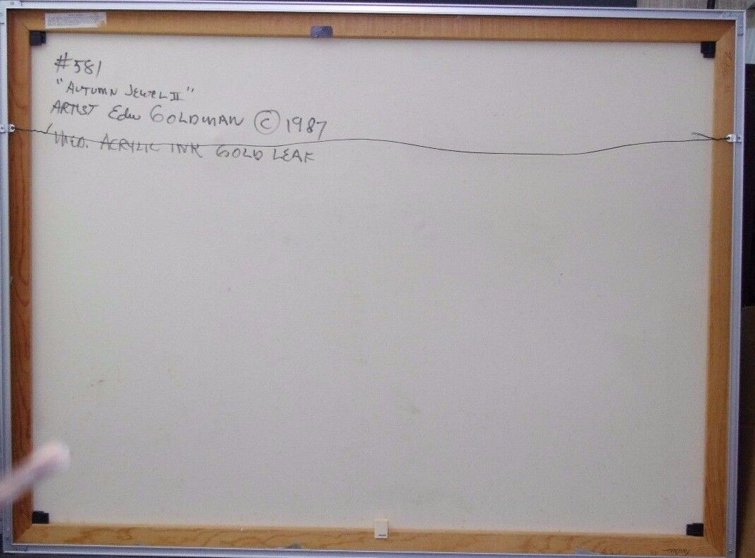 Edward Goldman (1916-2006) Abstract Acrylic Canvas Painting Signed Titled 48"