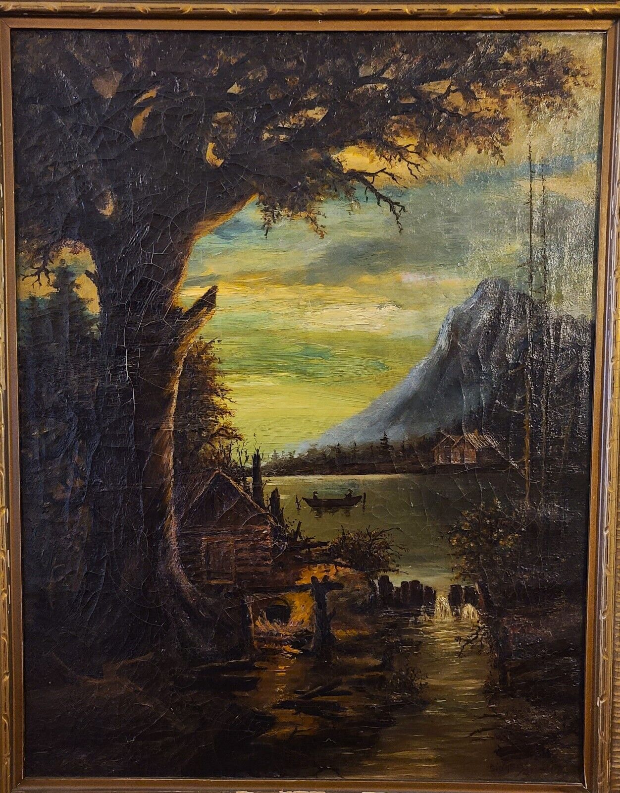 Antique Landscape Painting Oil on Canvas Signed Gilchrist 1921