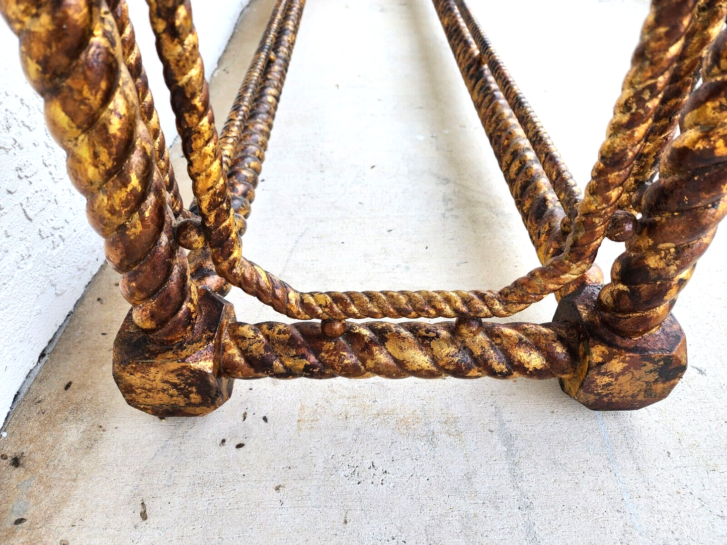 Mid Century French Louis XV Style Giltwood Barley Twist Console Sofa Table