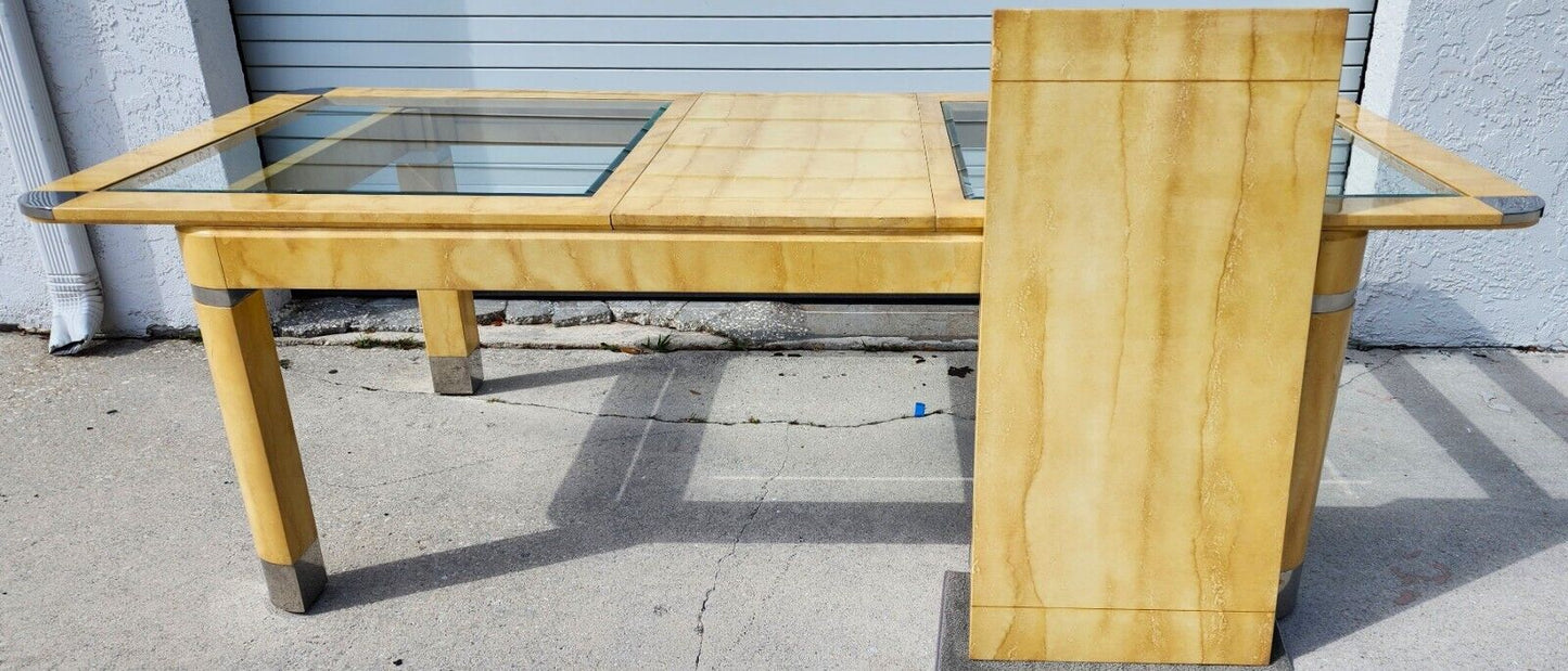 MCM Goatskin Dining Table Karl Springer Style Extendable