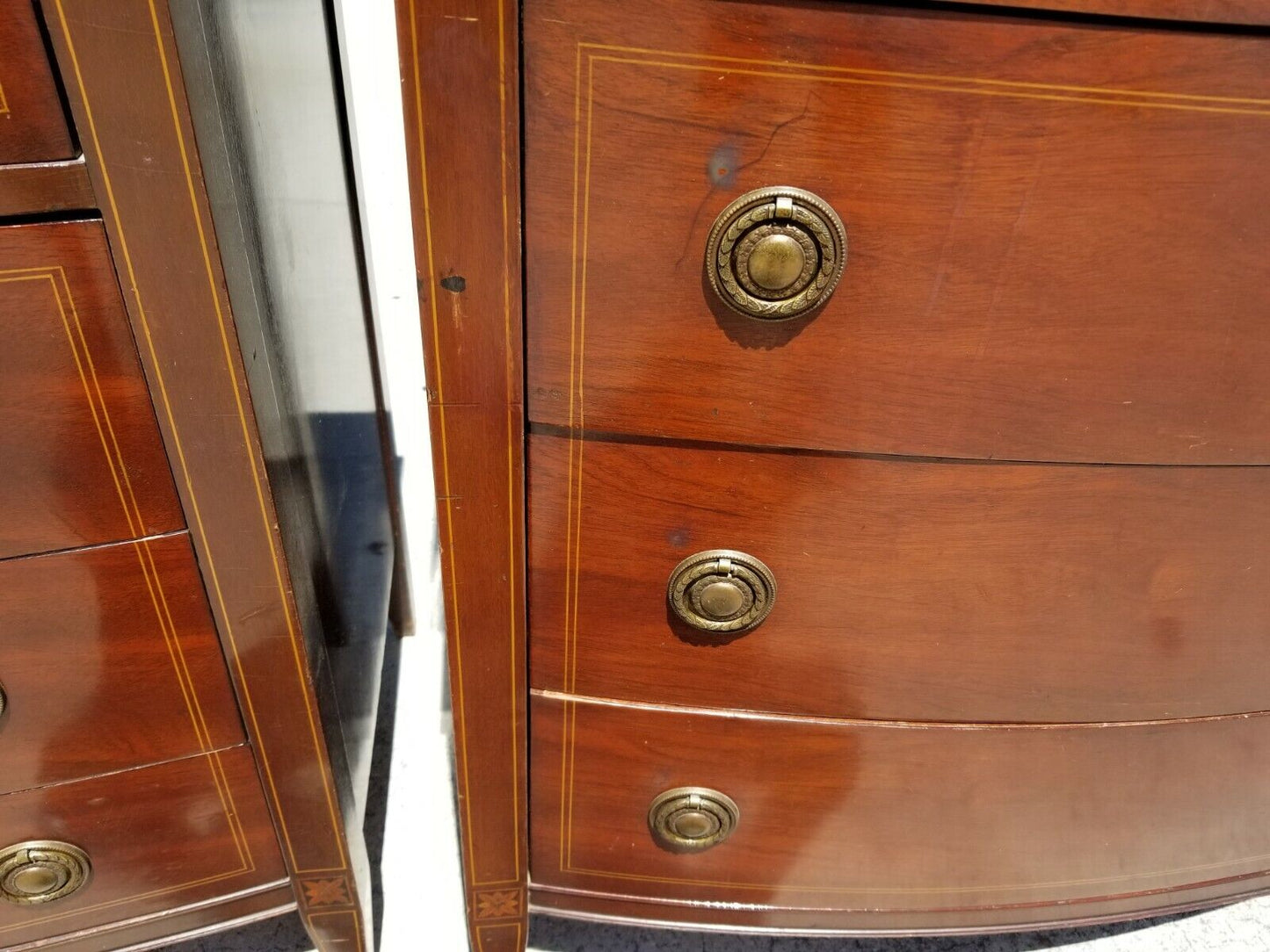 Antique VANLEIGH FURNITURE of New York Mahogany Federal Style Highboy Dresser