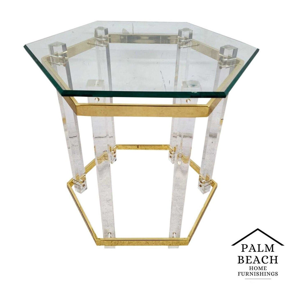 Lucite Side Table CHARLES HOLLIS JONES Style 24 Karat Gold Plated