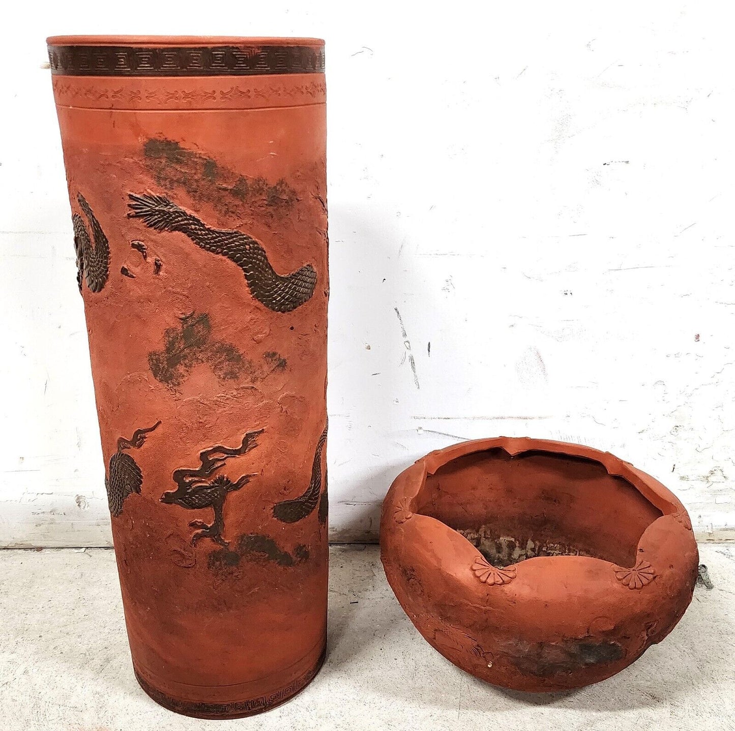 Japanese Tokoname Meiji Redware Pottery Plant Stand