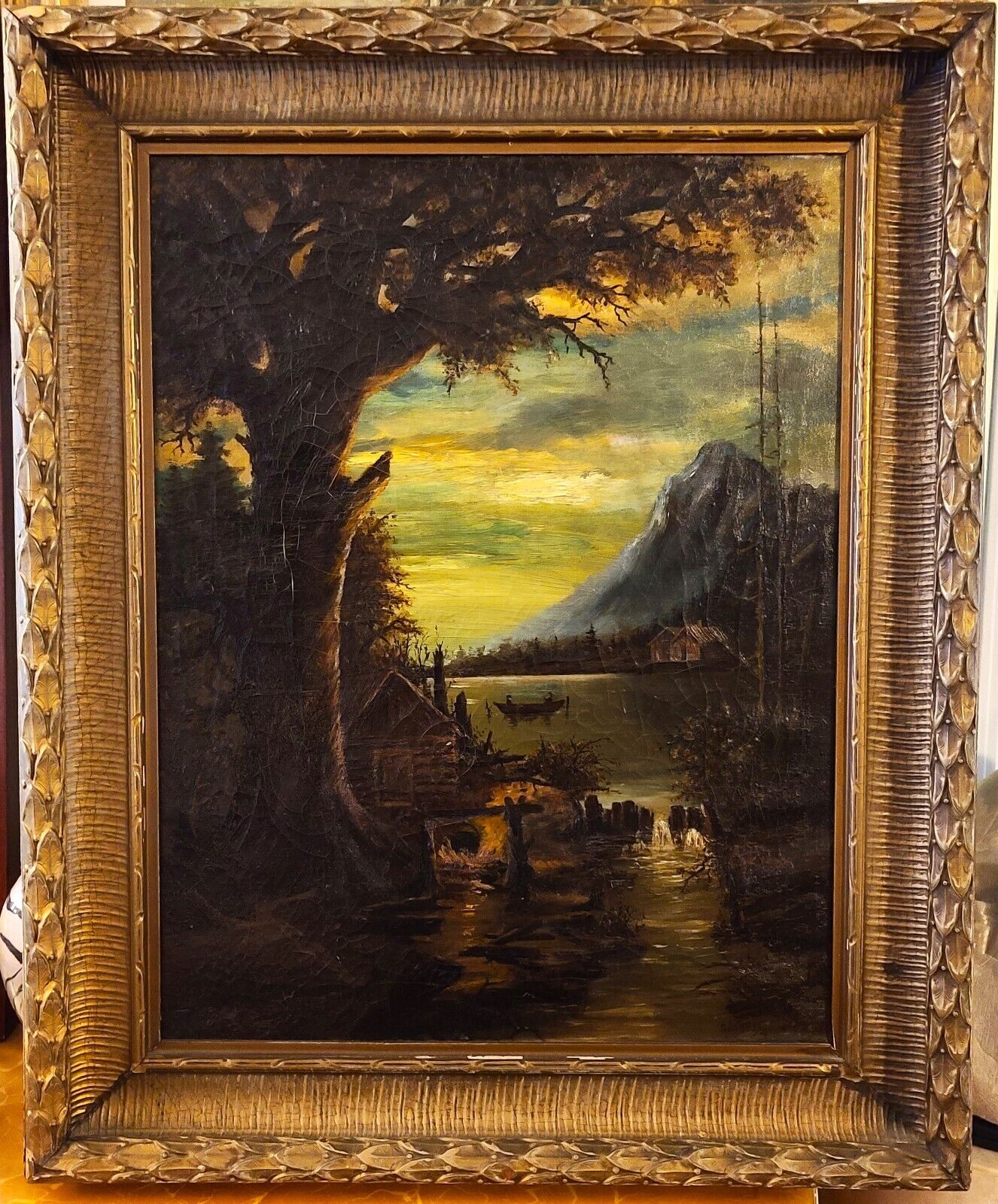Antique Landscape Painting Oil on Canvas Signed Gilchrist 1921