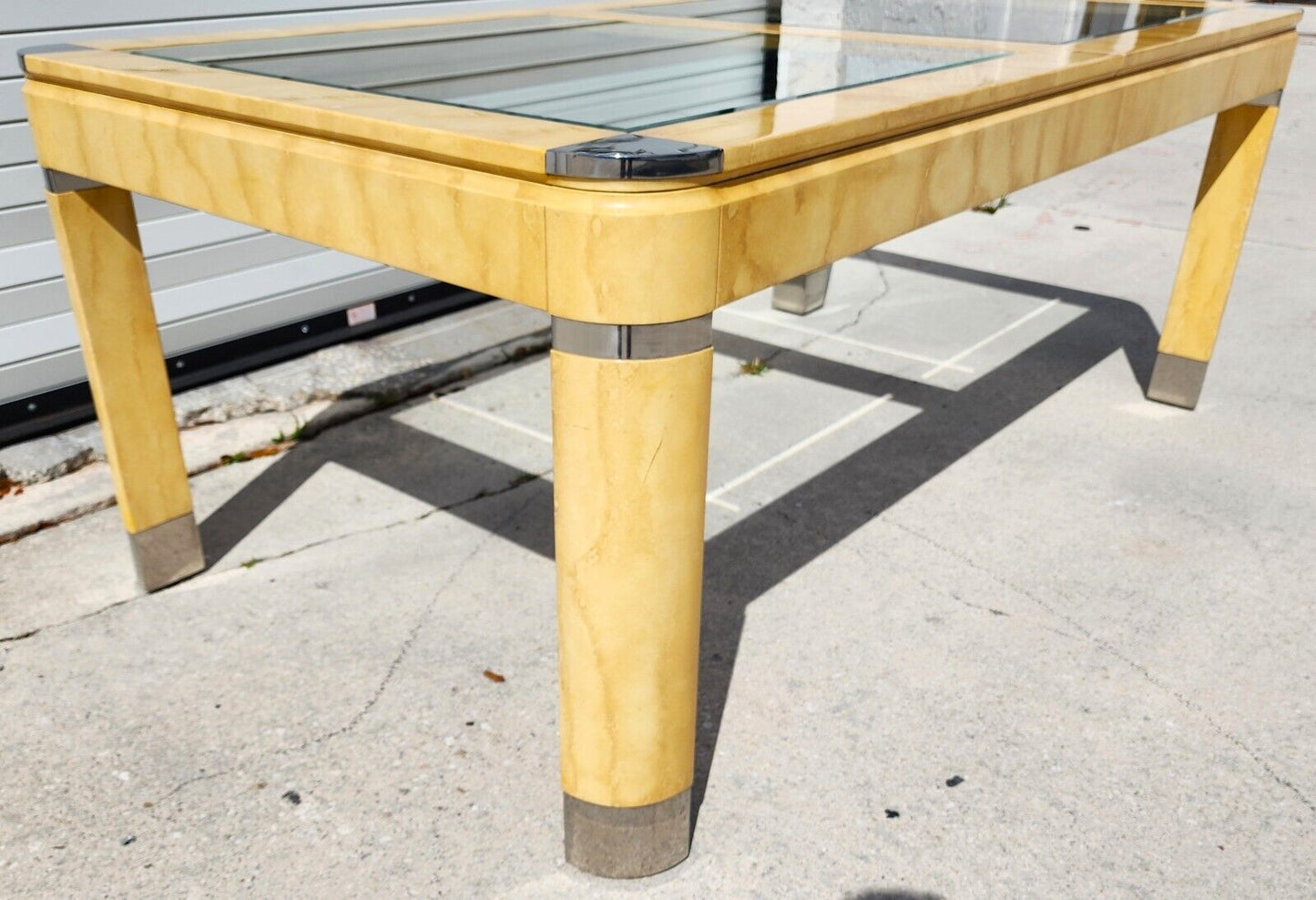 MCM Goatskin Dining Table Karl Springer Style Extendable